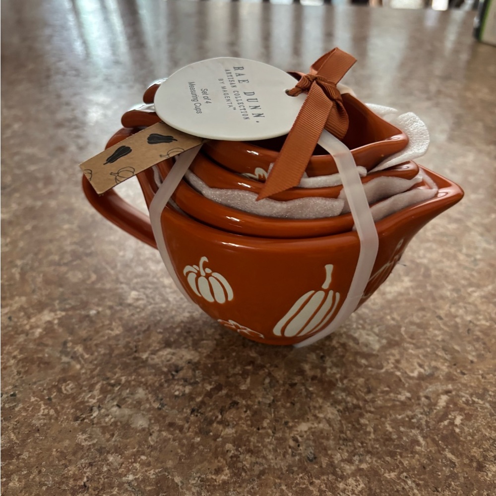 NWT Rae Dunn Fall Orange Pumpkin Measuring Cups